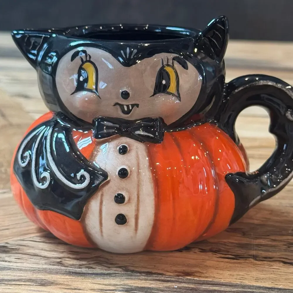 New Johanna Parker Transpac Halloween Bat Pumpkin Peep Creamer Pitcher Mug